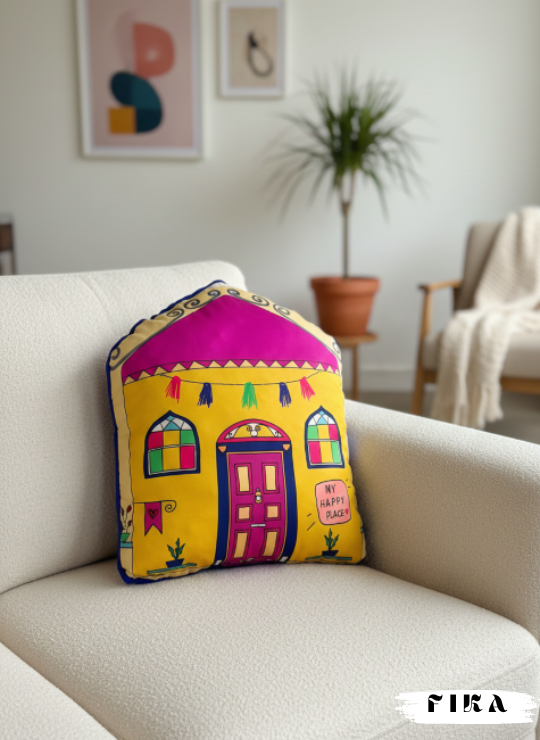 Yellow House Cushion