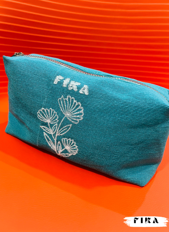 blue flower pouch