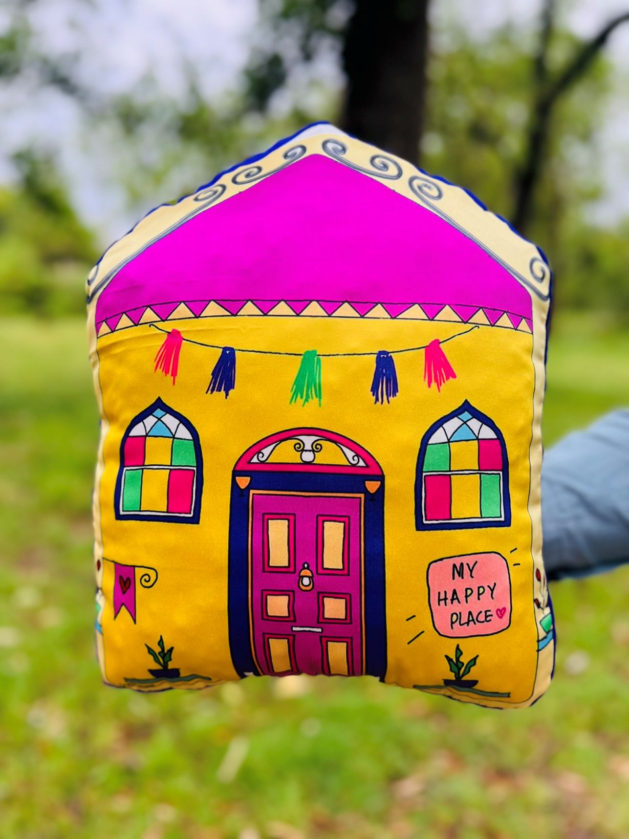 Yellow House Cushion