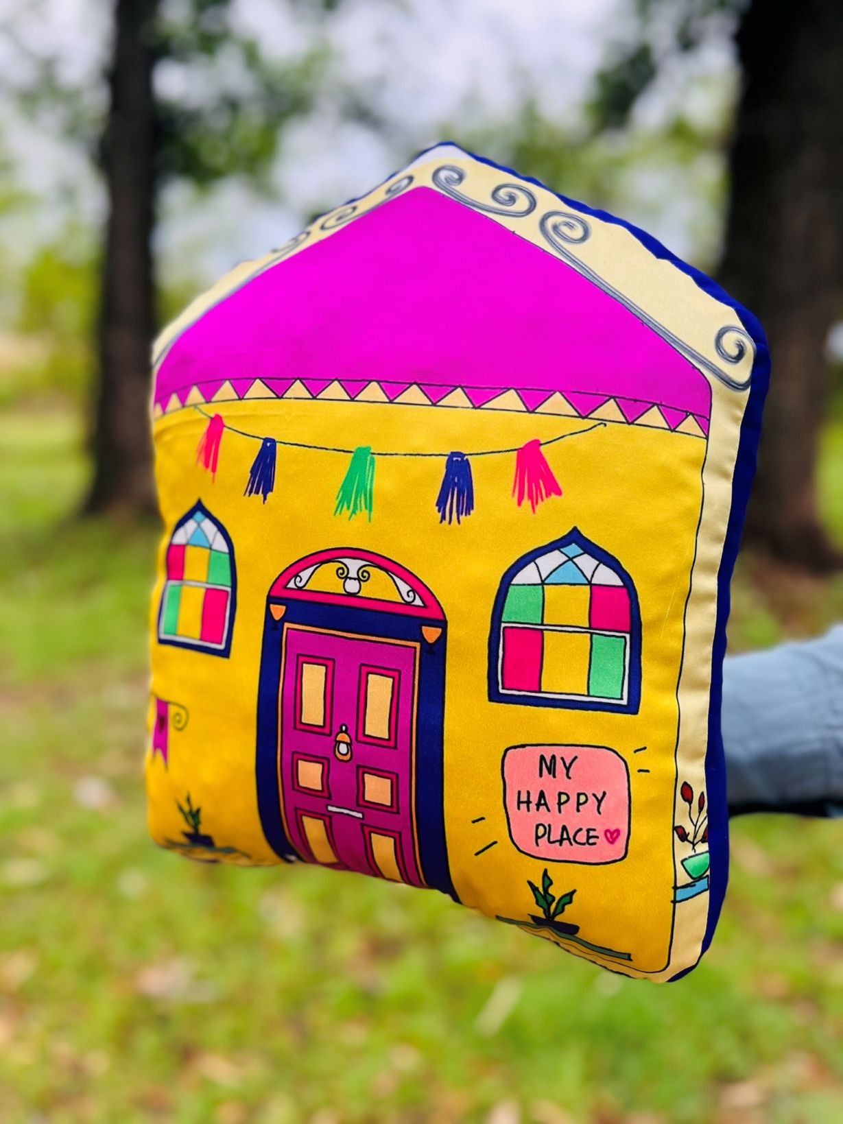 Yellow House Cushion
