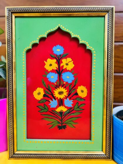 painting light green with red bg