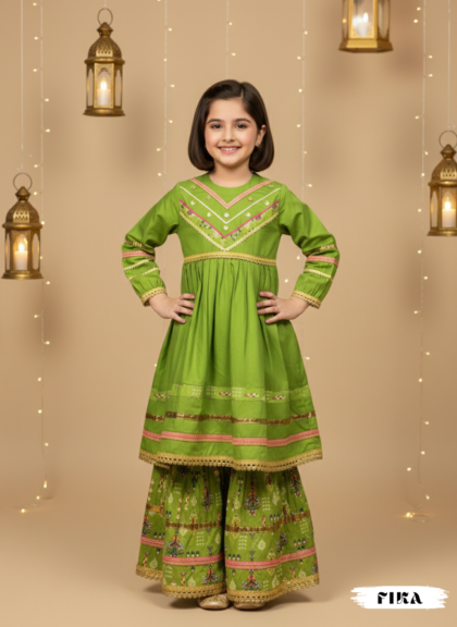 Forest Green Frock Sharara Set