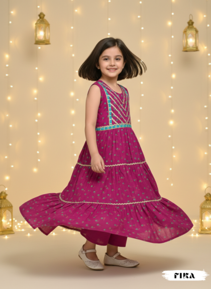 Pink Flower 3 tier frock