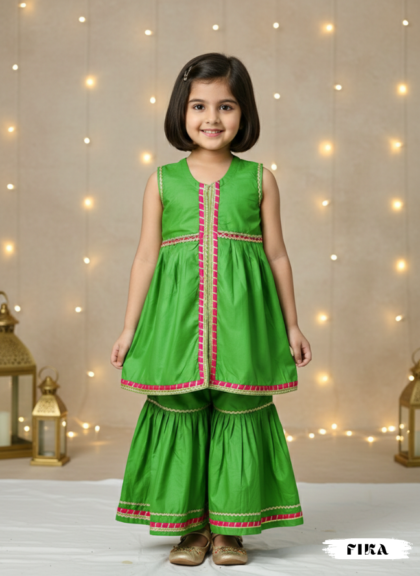 Green Blossom Sharara Set