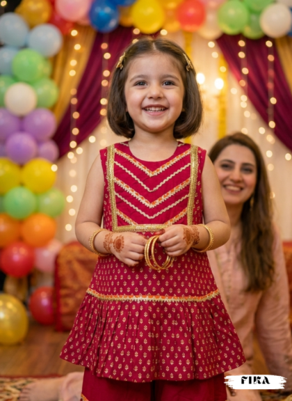 Rose Pink Frock Palazzo Set