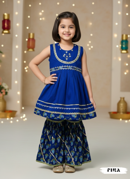 Sapphire Gold Frock Sharara Set